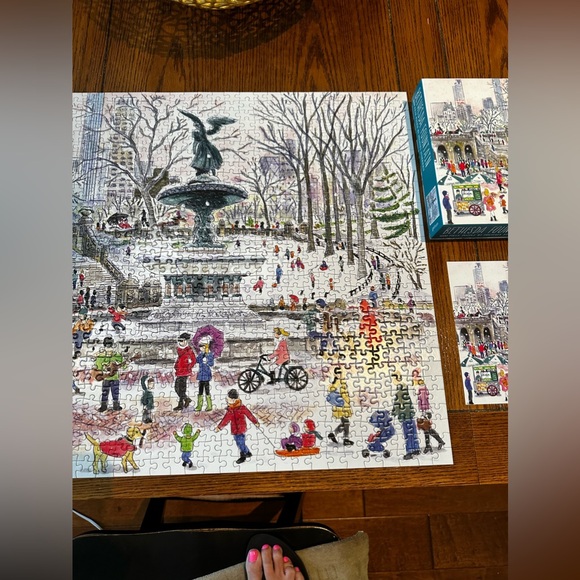 Galison 1000 pc Bethesda Fountain by Micheal Storrings Jigsaw Puzzle, Winter - Picture 5 of 7